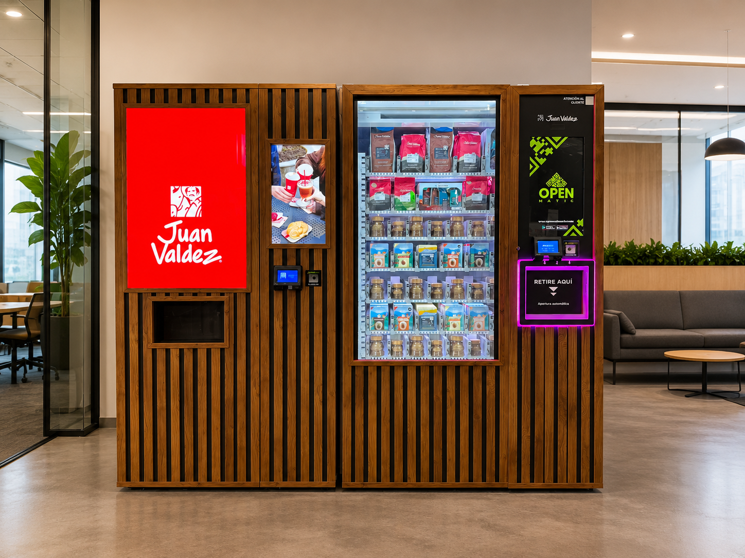 Máquina vending de café con pago contactless